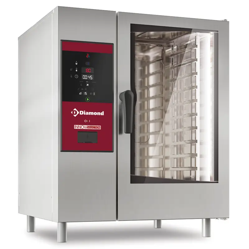 Lage Prijs Diamond Combisteamer | 10 Niveaus 1/1 | Digitaal | Automatische Reiniging | 300°C | 19kW | 400V | 867x850x1058mm