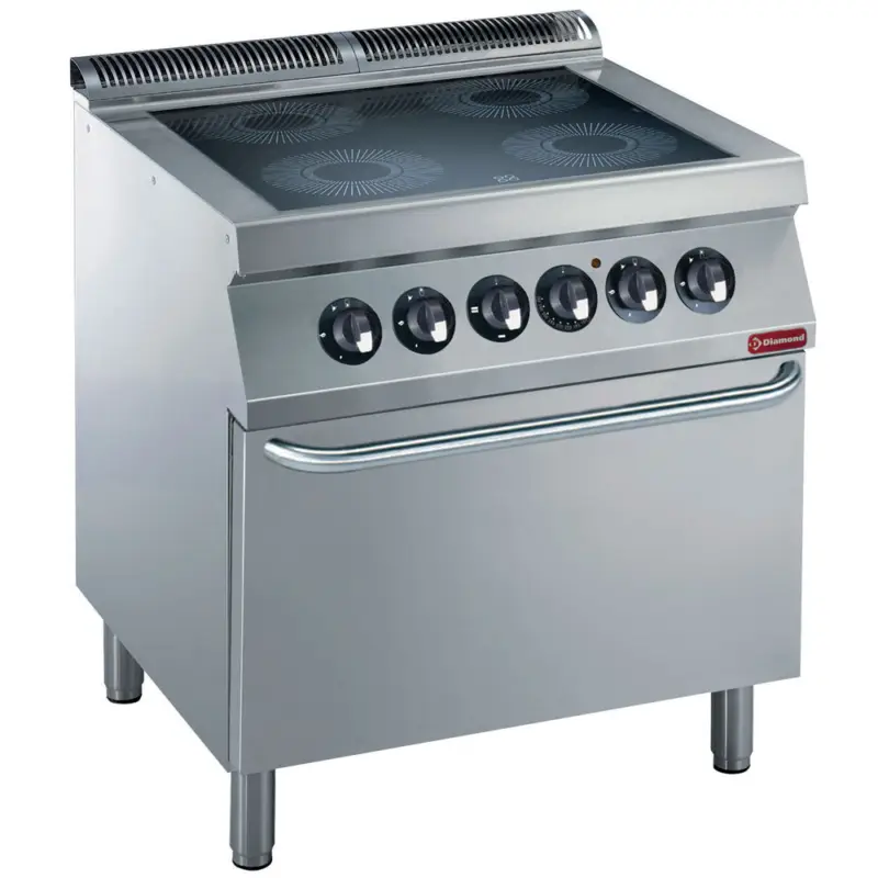 Weekendaanbieding Diamond Elektrisch Fornuis 4 Vitrokeramische Platen | Elektrische Oven GN 2/1 | 400v