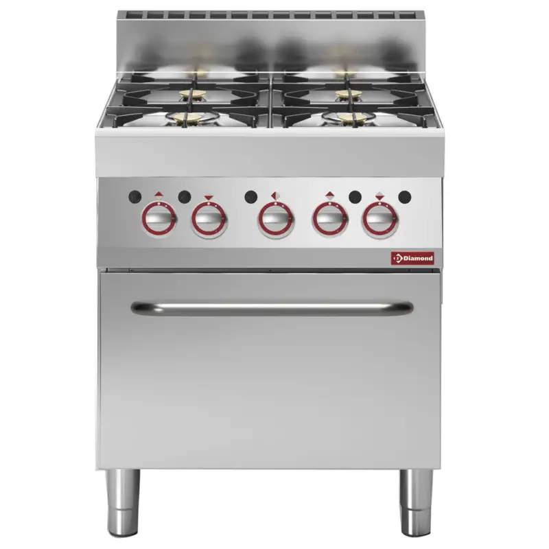 Diamond Fornuis + Heteluchtoven | ALPHA 650 | Gas | 4 Branders | 22.2kW | 700x650x850/950mm Uitverkoop