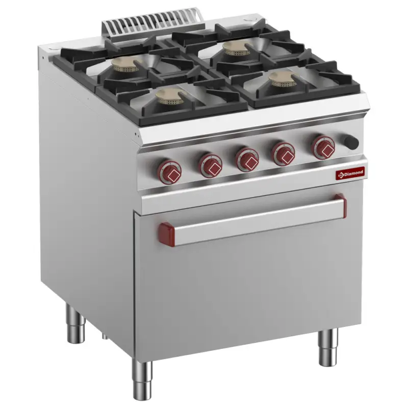 Nieuw Diamond Fornuis + Oven | OPTIMA 700 | Gas | 4 Branders 4x 7kW + 2/1 GN Oven 6kW | Waakvlam/Piëzo | 700x700x850/920mm