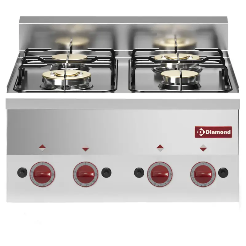 Laatste Kans Diamond Fornuis | PRO 600 | Tafelmodel | Gas | 4 Branders | 13.8kW | 600x600x280/400mm