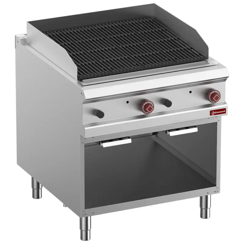 Diamond Lavasteengrill | Gas | 2-zijdige Gietijzeren Rooster | Open Kast | 800x900x850/920mm Bestseller