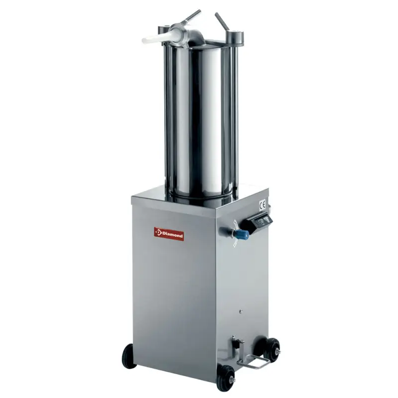 Merkproduct Diamond Hydraulische Verticale Worstenvuller | RVS | 15L | Wielen | Cilinder Ø200x495mm | 490x370x1200mm