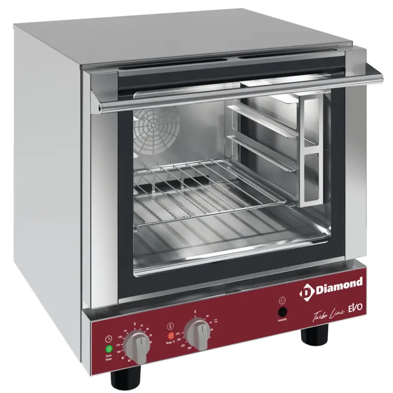 Finale Uitverkoop Diamond Heteluchtoven | TurboLine | 4 Niveaus 2/3 GN | Elektrisch | 50°C-270°C | 3.3kW | 230V | Handmatige Bevochtiging | 590x650x575mm