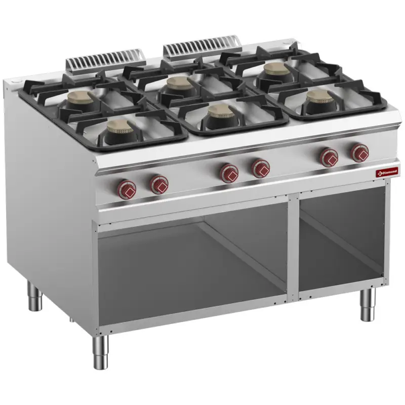 Diamond Gasfornuis Met 6 Branders Op Open Kast | 3x 7kw 3x 11kw Finale Uitverkoop