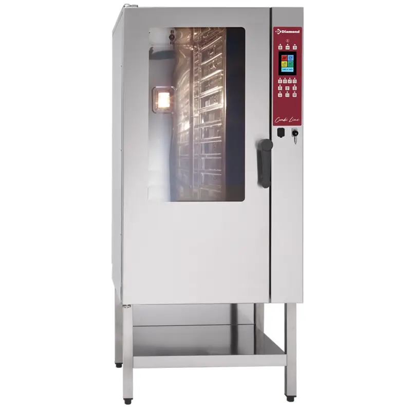 Diamond Hetelucht-/stoomoven | 15 Niveaus GN | 400v | Automatische Bevochtiging | Zelfreiniging | Incl. Onderstel | 750x790x1650mm Merkproduct