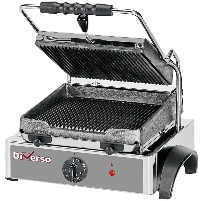Flitsaanbieding Elektrische panini grill, geribde platen