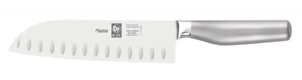 Premium ICEL - Santokumes - Platina Series - Met kuiltjes - RVS - 18 cm