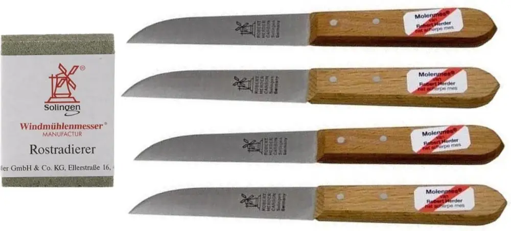 Robert Herder - Aardappelmes - Carbonstaal - Roodbeukenhout - 4 stuks 8,5 cm Lage Prijs
