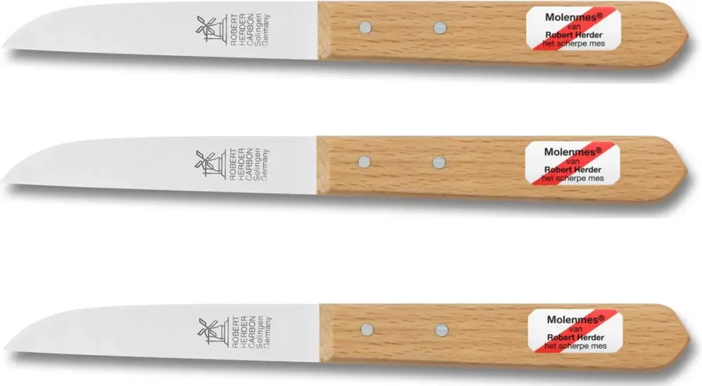 Robert Herder - Schilmesje - Molenmes - Carbonstaal - Beukenhout - 3 stuks 8,5 cm Meest Verkocht