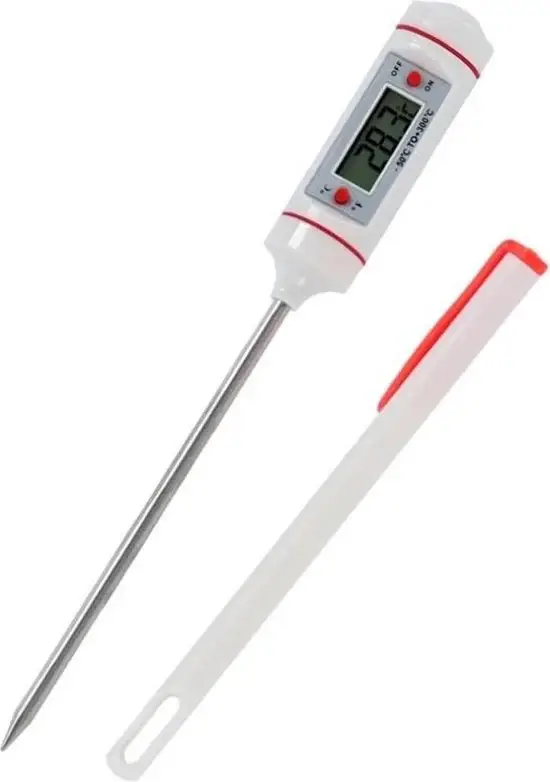Lage Kosten Gerimport - Keukenthermometer - Digitaal - RVS - Wit - 18 cm