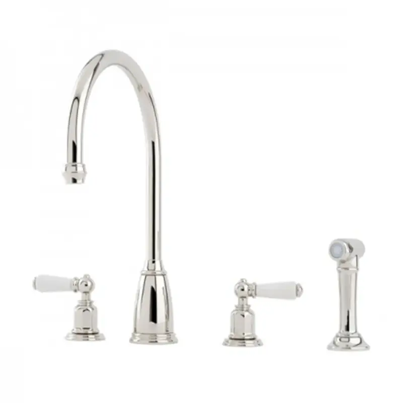 Aanbieding P&R Mayfair London Athenian 3 gats keukenkraan met handdouche Zilver Nikkel