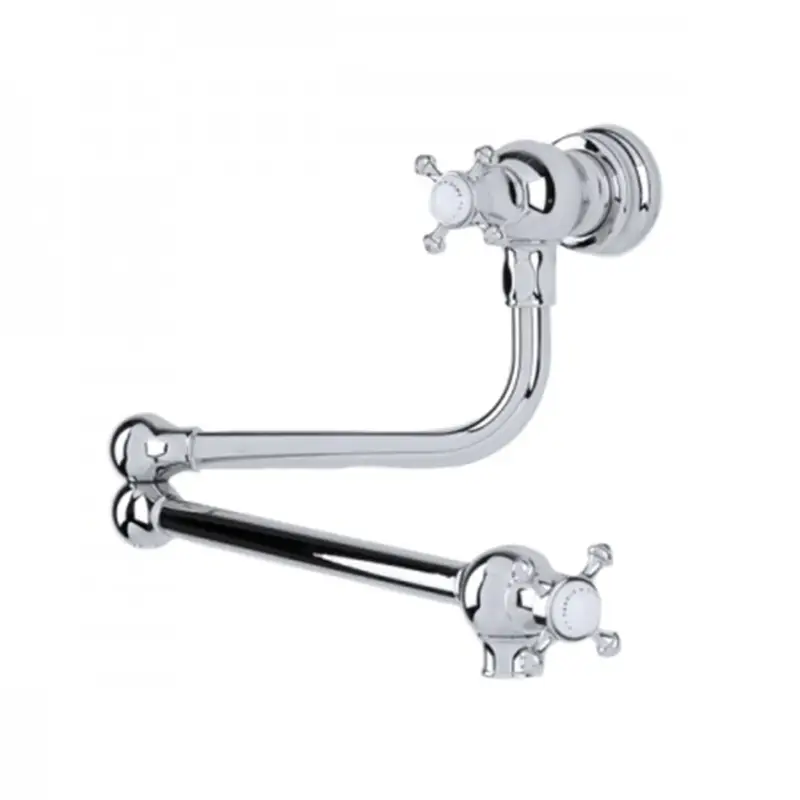 Alleen Vandaag P&R Mayfair London Filler 1 gats pot filler met kruisgrepen en zwenk arm Gepolijst Messing