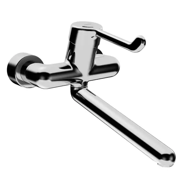 Koop Vandaag HANSAMEDIPRO wandmengkraan progressief binnenwerk met draaibare/vaste uitloop 311mm met afsluitbare koppelingen chroom