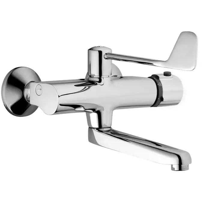HANSATEMPRA wandthermostaatkraan met ergonomische hendelbediening met draaibare/vaste uitloop 270mm chroom Express Levering