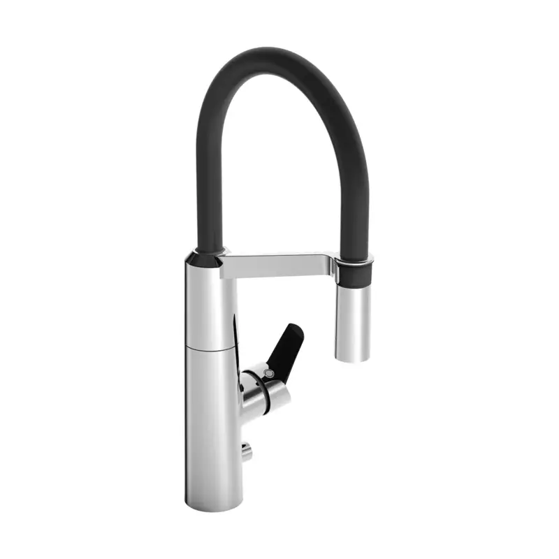Hansa Hansafit 1-greeps keukenkraan met hoge draaibare flexibele uitloop met omstelbare handdouche en vaatwasventiel Chroom Flitsaanbieding
