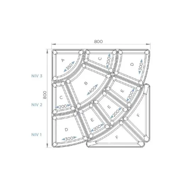Actieprijs Kit petale - 11 plateaus 50mm - 800x800mm