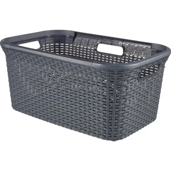 Alleen Vandaag Wasmand rattan 59 x 39 x 27 cm grijs