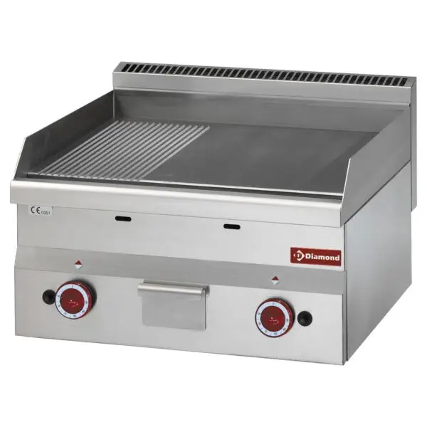 Diamond gasbakplaat DIG60-PM6T-LIQ 600x600mm 2/3 glad en 1/3 gegroefd 8950 kcal/h Actieprijs