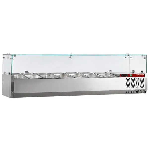 Koop Vandaag Diamond gekoelde opzetstructuur 7 x GN1/3 150 mm met glasopbouw 1600x395x225/435 mm
