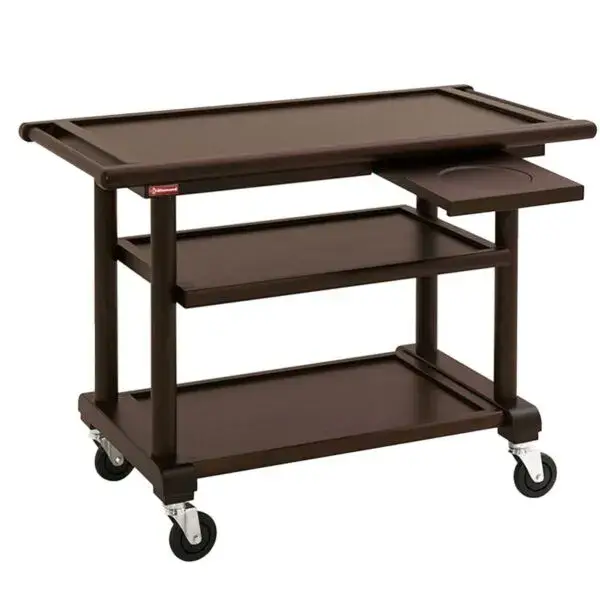 Direct Verzonden Serveerwagen, 3 niveau's hout "wengé", dresseertablet