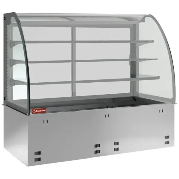 Kuipelement en gesloten uitstalvitrine 3 niveau's, gekoeld, geventileerd, 2x gn 1/1 (zonder waterdicht eenheid) Direct Beschikbaar