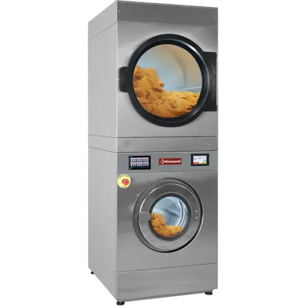 Wasmachine met super centrifugering 14 kg (elektrisch) + roterende droogmachine 14 kg (gas) touch screen Tijdelijk Beschikbaar