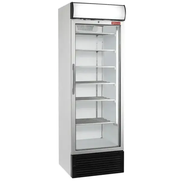 Statische/geventileerde negatieve t° vitrine, 500 liter, met lichtbak Gratis Retour
