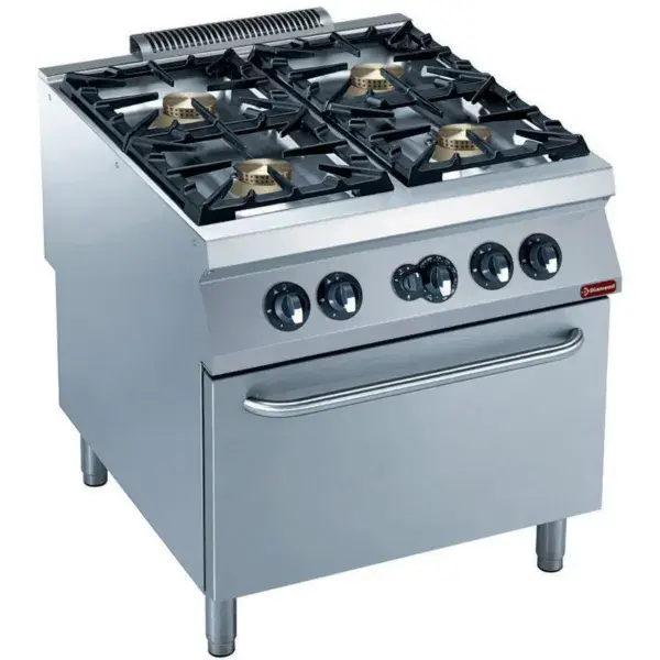 Superprijs Gasfornuis 4 branders, gasoven gn 2/1 "powerful"