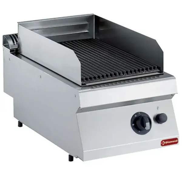 Laatste Kans Gas lavasteengrill, rooster in gietijzer 1/2 mod. -top-