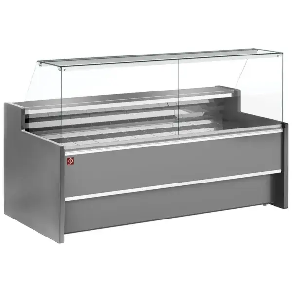 Rechtstreeks Van De Fabrikant Geventileerde gekoelde vitrinetoonbank- met recht frontglas 90° met reserve - grijs
