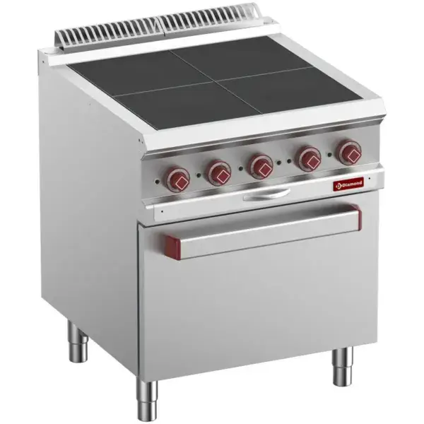Premium Elektrisch fornuis 4 uitgelijnde platen, op convectie oven gn 1/1
