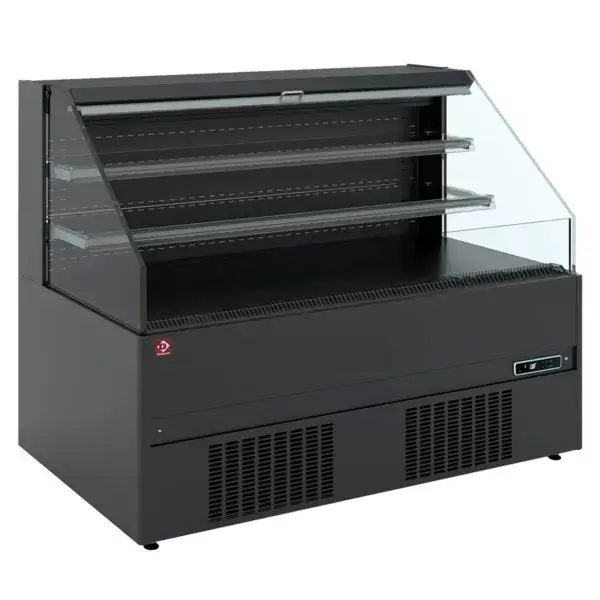 Halfmuurkoelkast, zelfbediening, open - full black Lage Kosten