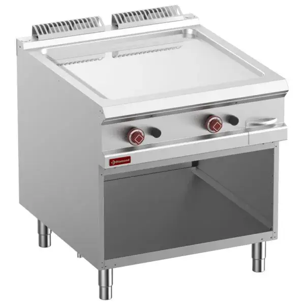 Alleen Vandaag Vlakke bakplaat op gas, verchroomde module 1/1, op open kast.