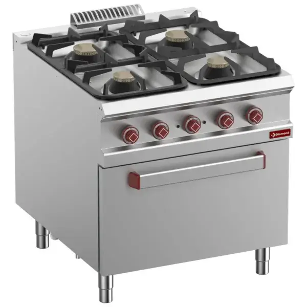 Merkproduct Gasfornuis met 4 branders op elektrische oven gn 2/1