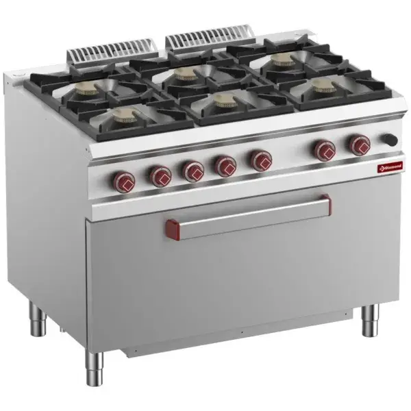 Merkproduct Fornuis 6 branders, maxi gasoven 1 grote deur