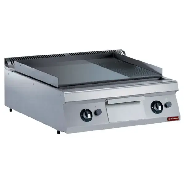 Bakplaat op gas, 2/3 vlak en 1/3 geribd -top- Dagaanbieding