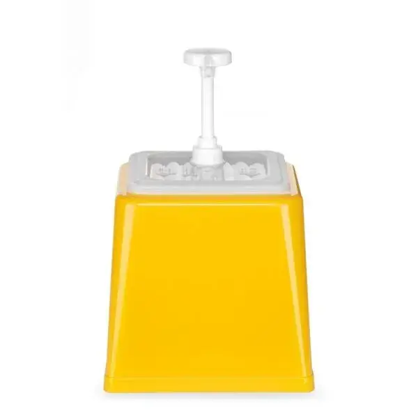 Seizoensaanbieding Hendi sausdispenser met pomp 2,5L geel kunststof voor horeca