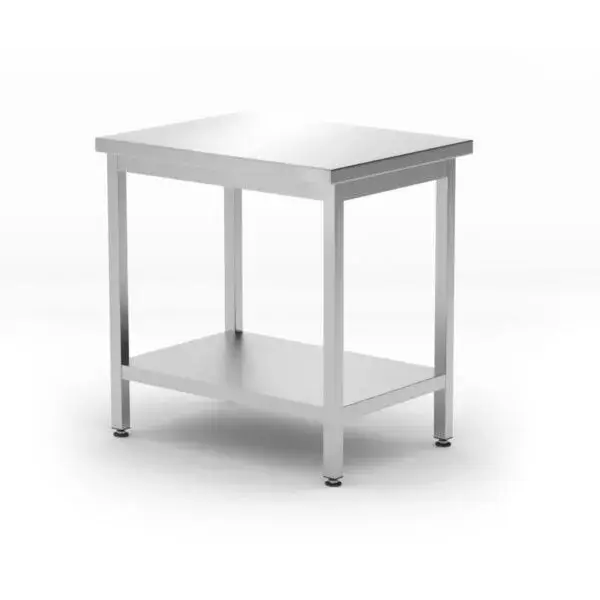 Lage Prijs Centrale tafel met plank - geschroefd, diepte 600 mm, hendi, kitchen line, 800x600x(h)850mm