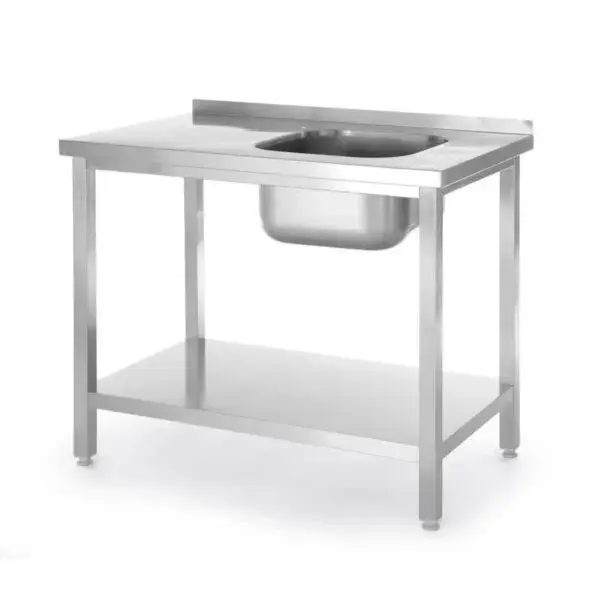 Spoeltafel met legplank, met bouten, hendi, kitchen line, spoelbak aan de linkerkant, 1000x600x(h)850mm Nieuw