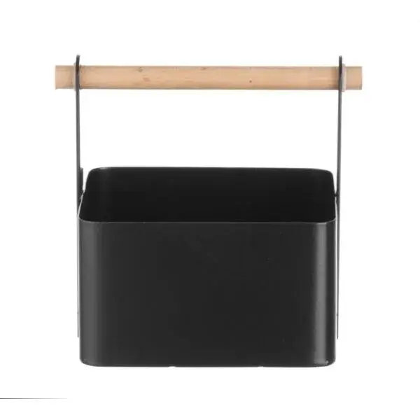 Speciale Aanbieding Hendi bestekcaddy 170x130x160mm matzwart met houten handvat