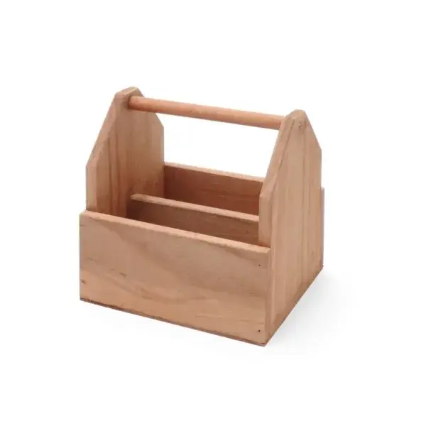Hendi bestekcaddy hout 190x160x200mm 2 compartimenten handvat Koopje