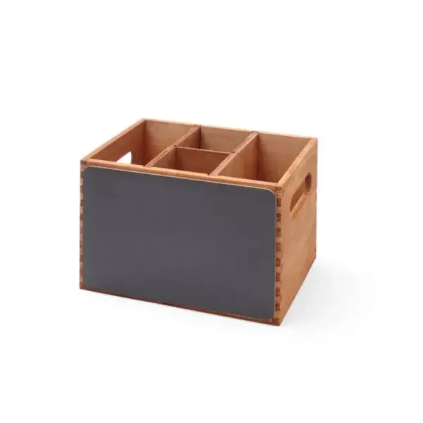 Hendi houten bestekkist met krijtbord 210x150x150 mm met 4 compartimenten Direct Verzonden