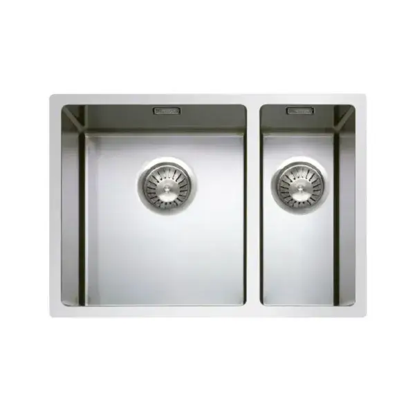 Dub. spoelbak r12 - gepolijst - incl.ac. - l: 400x400x200mm r: 400x180x170mm Merkproduct