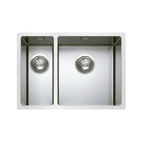 Dub. spoelbak r12 - gepolijst - incl.ac. - l: 400x180x170mm r: 400x400x200mm Hoge Kwaliteit