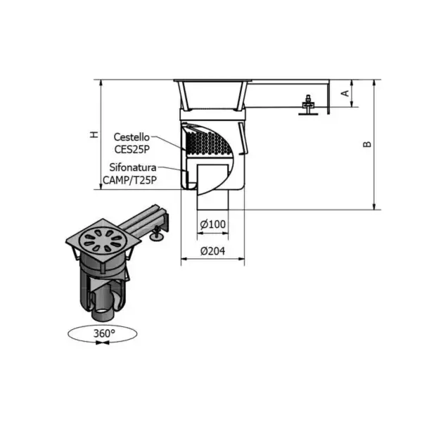 Lage Kosten Rvs ronde mand - verticale sifon