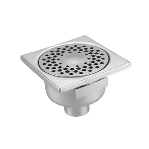 Rvs vloerafvoerput 150x150mm - verticale afvoer 50mm Gratis Retour