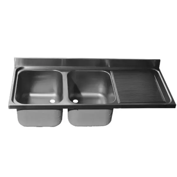 Aanbieding Spoeltafelblad 1600x700mm - 2xspoelbak 400x500x300mm/afdruip rechts