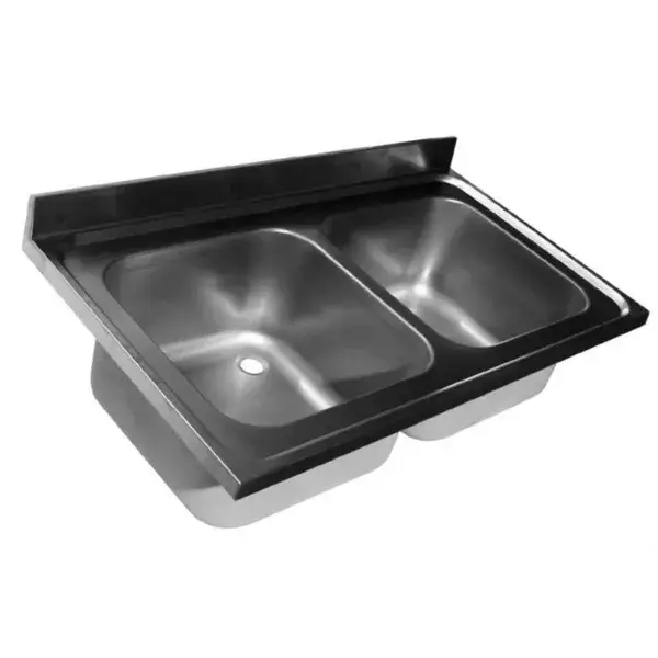 Spoeltafelblad 1200x700mm - 2xspoelbak 500x500x300mm/geen afdruip Voordeelprijs