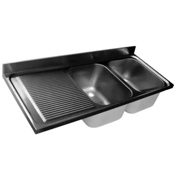 Spoeltafelblad 1600x600mm - 2xspoelbak 500x400x300mm/afdruip links Alleen Vandaag